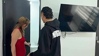 What happens when horny stepmom shares hotel room with stepson, leading to taboo mature sex?