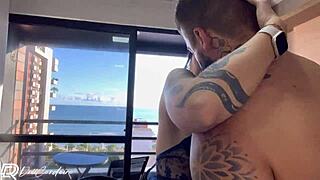 mystery apartment balcony tryst with naughty neighbor turns wild