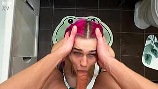 stuck in the washing machine, she moans as he pounds her tight pussy to pull her out. 