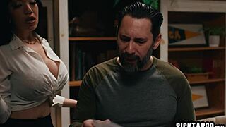 man that desperate milf drops to knees for sloppy office blowjob relief