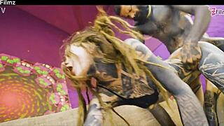 tattooed goth punk couple slams hard fucking anal sloppy blowjob rough!