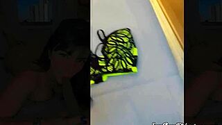 damn in this public store fitting room i'm trying on sexy outfits flashing my huge latina tits with bbc toy blowjob