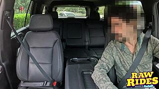 brunette college lesbians finger asses use anal beads fucking in uber rideshare