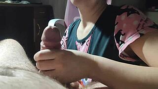 Korean babe hands lips massage my cock cum straight mouth
