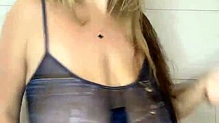 Transparent Tube Top Reveals Big Saggy Natural Tits and Hard Nipples