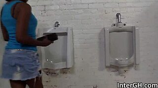 Ebony Brie Simone Sucks Black Cock Through Glory Hole