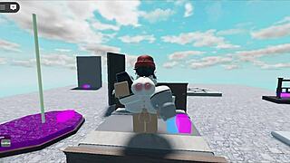 this wild whore jumps on that huge white boy's cock for a roblox collab ride