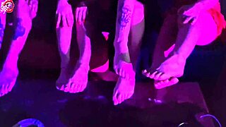 Four petite latina teens smoke, strip, kiss and worship pretty feet toes in barefoot fetish play