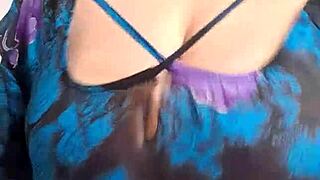 Mature Blonde's Big Pussy Lips Peek from Tight Shorts