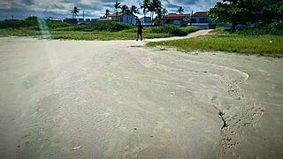 african couple licks sweaty armpits and salty beach pussy in doggystyle