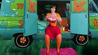 granny velma dinkley deepthroats cock in cosplay outfit