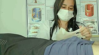 Brazilian nurse in uniform rips clothes treats priapism patient with deepthroat blowbang dirty talk ball licking rough hospital sex