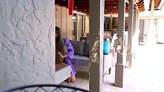 Young guy spies on milf Angelica Amore then fucks her blonde pussy hardcore