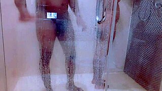 Hot Indian couple fucks passionately in steamy shower closeup