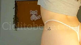 Argentinian babe dances microtanga white string ass wide open trailer!