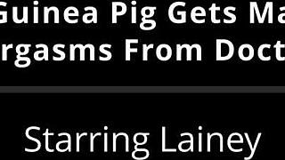 doctor forces hitachi vibrator orgasms on shaved patient lainey's tight pussy backstage