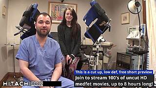 doctor forces hitachi vibrator orgasms on shaved patient lainey's tight pussy backstage