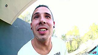 blonde mature with round ass rides cock near pool before taking facial cumshot