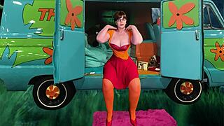granny velma dinkley deepthroats cock in cosplay outfit