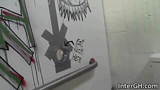 Ebony Brie Simone Sucks Black Cock Through Glory Hole