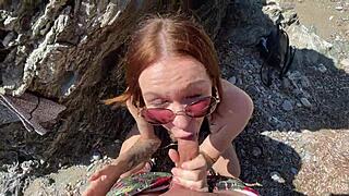 horny couple sneaks quick beach fuck on vacation