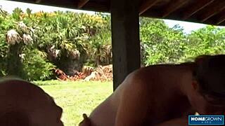 horny guys line up taking turns on faith crisis' wet shaved pussy outdoors