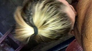 blonde with big ass deepthroats and swallows friend's sloppy load