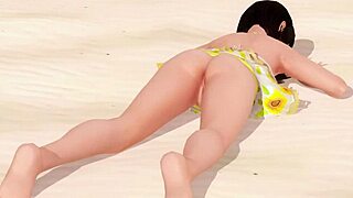 doa5 naotora gravure poses topless with big ass tits at beach