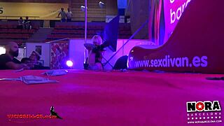 blonde pornstar's erotic pole dance tease at spanish holiday party