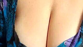 Mature Blonde's Big Pussy Lips Peek from Tight Shorts