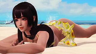 doa5 naotora gravure poses topless with big ass tits at beach