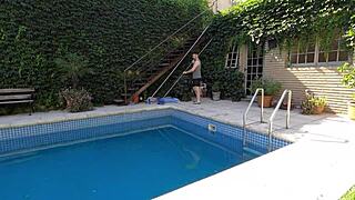 Huge Tits Latina MILF Analized Poolside by Pool Boy