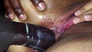 damn bbc stretchin my tight brazilian ass pussy lips gapin while i finger masturbate homemade interracial quickie