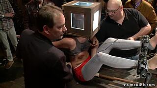 Redhead and blonde subs get publicly banged and dominated outdoors