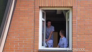 Mom British Milf Feels Double Vaginal Stretch from Two Cocks