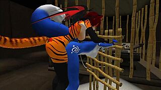 BLUE VIXEN POUNDED RAW BY FURRY SHEMALE LATEX FUCK FEST!