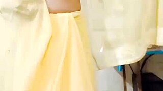 sanskari desi ladyboy shemale strips saree teases panties cage small cock strapon toys