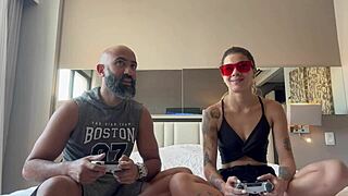 playing videogames with boyfriend he shoved controller in pussy then ass too