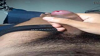 Young Brazilian Novinho Jerks Monster Cock on Bedroom Bed - Masturbation Day 8 of 365