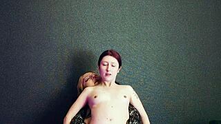 bbw femdom mommy straps skinny stepdaughter while licking tits dirty homemade