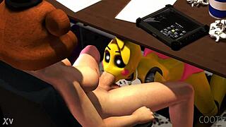 toy chica sneaks a deep blowjob on the guard while teasing her huge tits