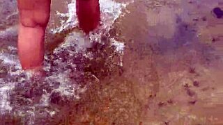 asian wife bares big tits nude beach thrill