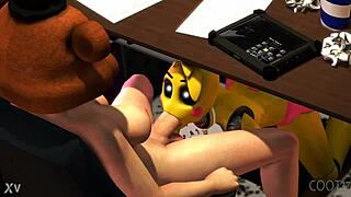 toy chica sneaks a deep blowjob on the guard while teasing her huge tits