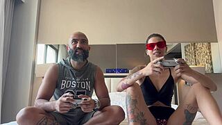 playing videogames with boyfriend he shoved controller in pussy then ass too