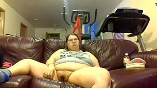 chubby girl pisses uncontrollably while watching tv feeling the warm relief spread