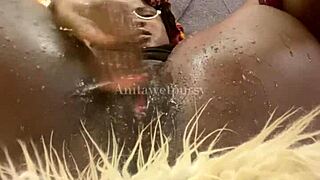 anita's soaked pussy drips after outdoor sex romp with random girl in public