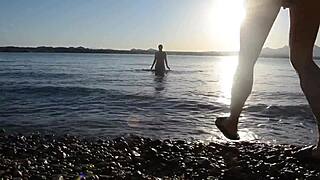 They watch as big ass wife gets beach pounded doggystyle by huge cock