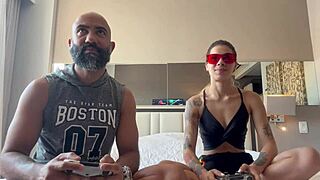 playing videogames with boyfriend he shoved controller in pussy then ass too