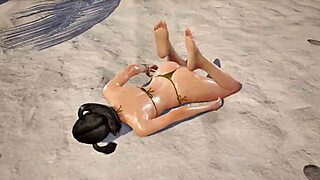 tk8 ryona xiaoyu slips into gold bikini showing off asian boobs and curves