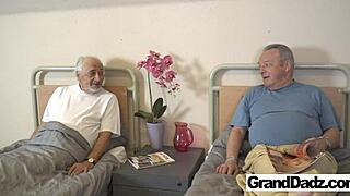 Granda's tight pussy time bent over by nurse!